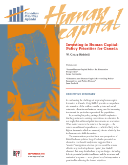 Investing in Human Capital: Policy Priorities for Canada