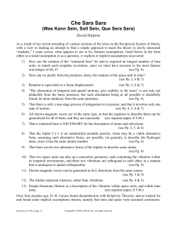 Che Sara Sara - Reciprocal System of theory