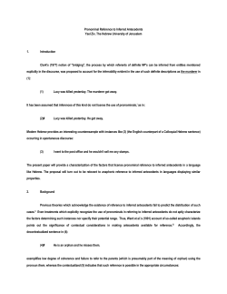 Pronominal Reference to Inferred Antecedents Yael Ziv, The