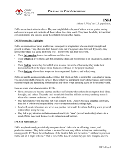 (About 1.5% of the U.S. population) INFJs are an inspiration to