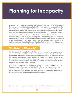 Planning for Incapacity - Centre for Public Legal Education Alberta