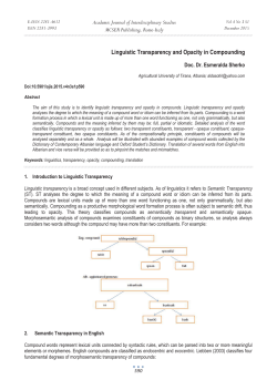 Linguistic Transparency and Opacity in Compounding