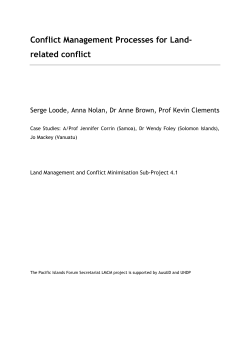 Conflict Management Processes for Land- related conflict