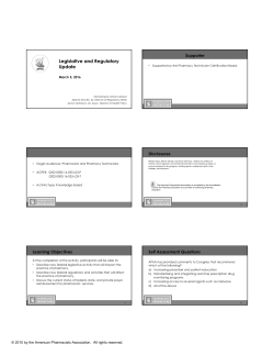 Legislative and Regulatory Update