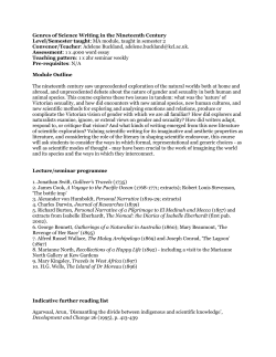 Genres of Science Writing in the Nineteenth Century Level/Semester