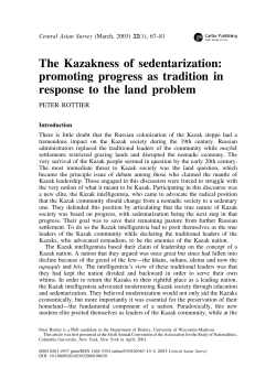 The Kazakness of sedentarization: promoting progress as tradition