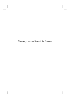 Memory versus Search in Games - Maastricht University Research
