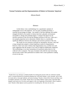 Textual Variation and the Representation of Dialect in Petronius