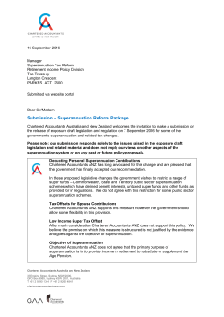 Superannuation Reform Package