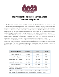 The President`s Volunteer Service Award Coordinated by N-CAP