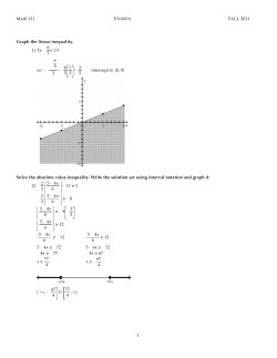 Math 131 EXAM 6 FALL 2011 Graph the linear inequality. 1) 3y