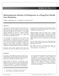 Maintaining the Identity of Chiropractic as a Drug-Free