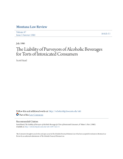 The Liability of Purveyors of Alcoholic Beverages for Torts of