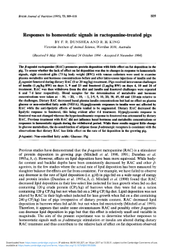 Responses to homeostatic signals in ractopamine
