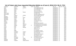 List of Voters who have requested Absentee Ballots as of June 6, 2016