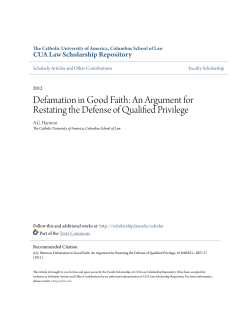 Defamation in Good Faith - CUA Law Scholarship Repository