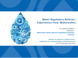 Dr. Suresh A Kulkarni Secretary, Maharashtra Water Resources
