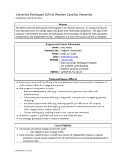 University Participant (UP) at Western Carolina University