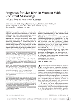 Prognosis for Live Birth in Women With Recurrent Miscarriage