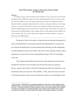 1 Post-NWICO debate: Image of Africa in the Western Media By
