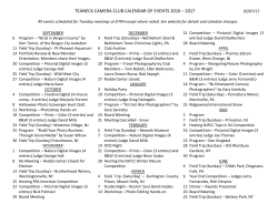 TEANECK CAMERA CLUB CALENDAR OF EVENTS 2016 &ndash; 2017