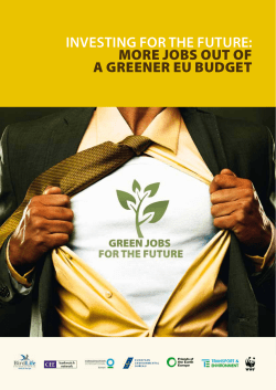 InvestIng for the future: MORE JOBS OUT OF A GREENER EU