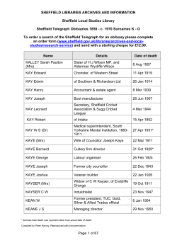 Obituaries (1850 to 1970) K to O
