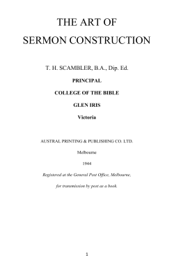 The Art Of Sermon Construction - ICOTB