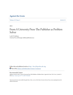 From A University Press-The Publisher as Problem - Purdue e-Pubs
