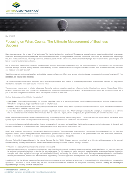 Focusing on What Counts: The Ultimate