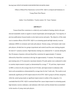 Effects of Blood Flow Restriction via KAATSU AQUA on Speed and