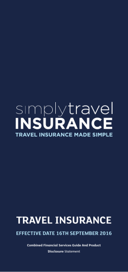 Current PDS - Simply Travel Insurance