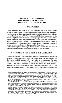 Lee, H P --- "The Australia Act 1986