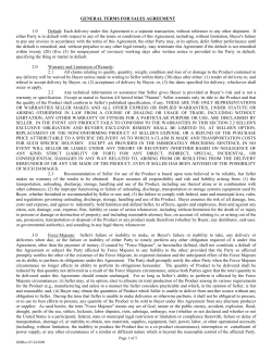 General Terms and Conditions for Sales Agreement