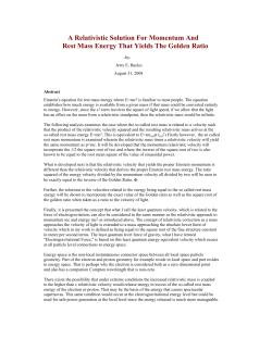 A Relativistic Solution For Momentum And Rest Mass Energy That