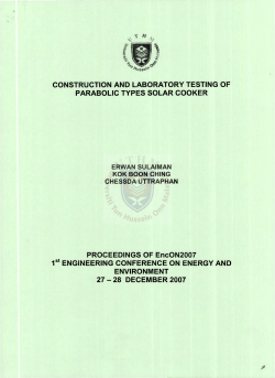 construction and laboratory testing of parabolic types solar cooker