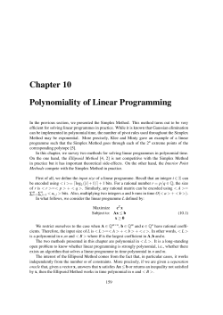 Chapter 10 Polynomiality of Linear Programming