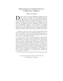 Epigrammatic Communication in Callimachus` Epigrams