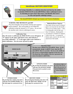 IdentiFINDER Isotope Identifier Quick Reference Guide