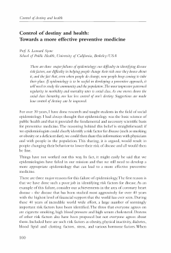 Control of destiny and health: Towards a more - paracelsus