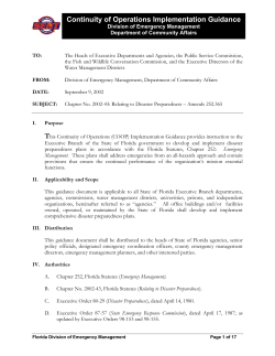 Continuity of Operations Implementation Guidance