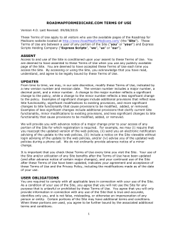 Terms of Use - Roadmap For Medicare