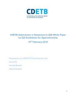 CDETB Submission in Response to QQI White Paper on QA