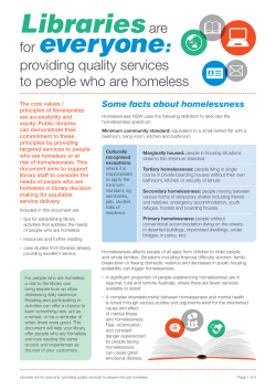Libraries for the homeless - Australian Library and Information