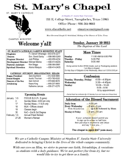 January 10, 2016 - St. Marys Catholic Campus Ministry