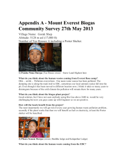 Appendix A - Mt. Everest Biogas Project