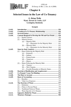 Chapter 6 Selected Issues in the Law of Co-Tenancy