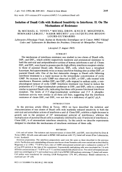 Isolation of Daudi Cells with Reduced Sensitivity to Interferon. II. On