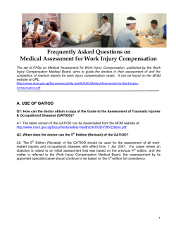 Frequently Asked Questions on Medical Assessment for Work Injury