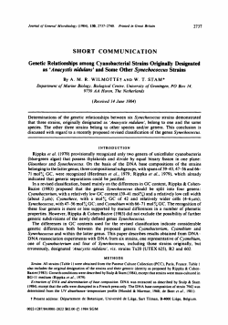SHORT COMMUNICATION as `Anacystis nidtrlans